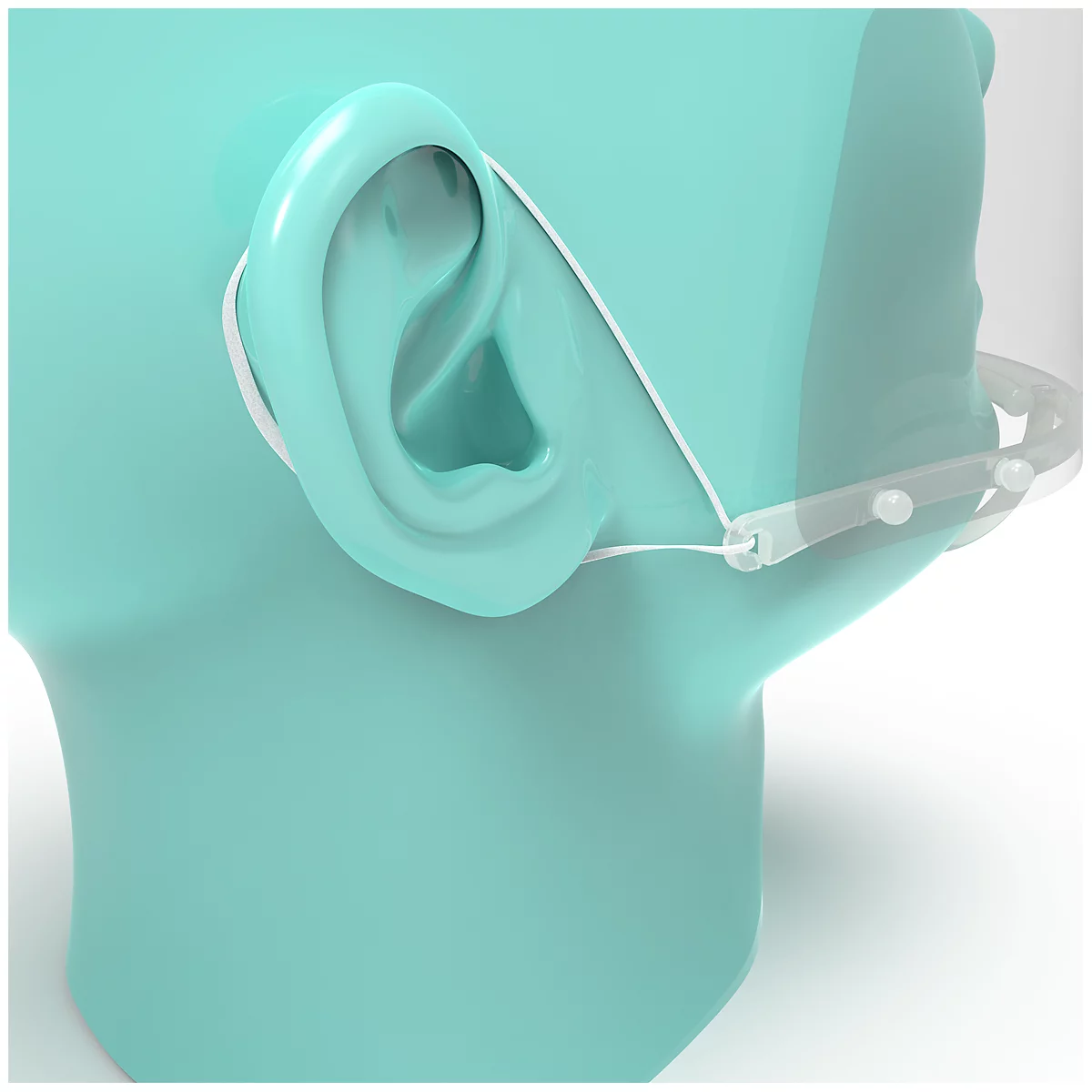 Écran facial bouche/nez, écran interchangeable, élastiques, blanc/transparent