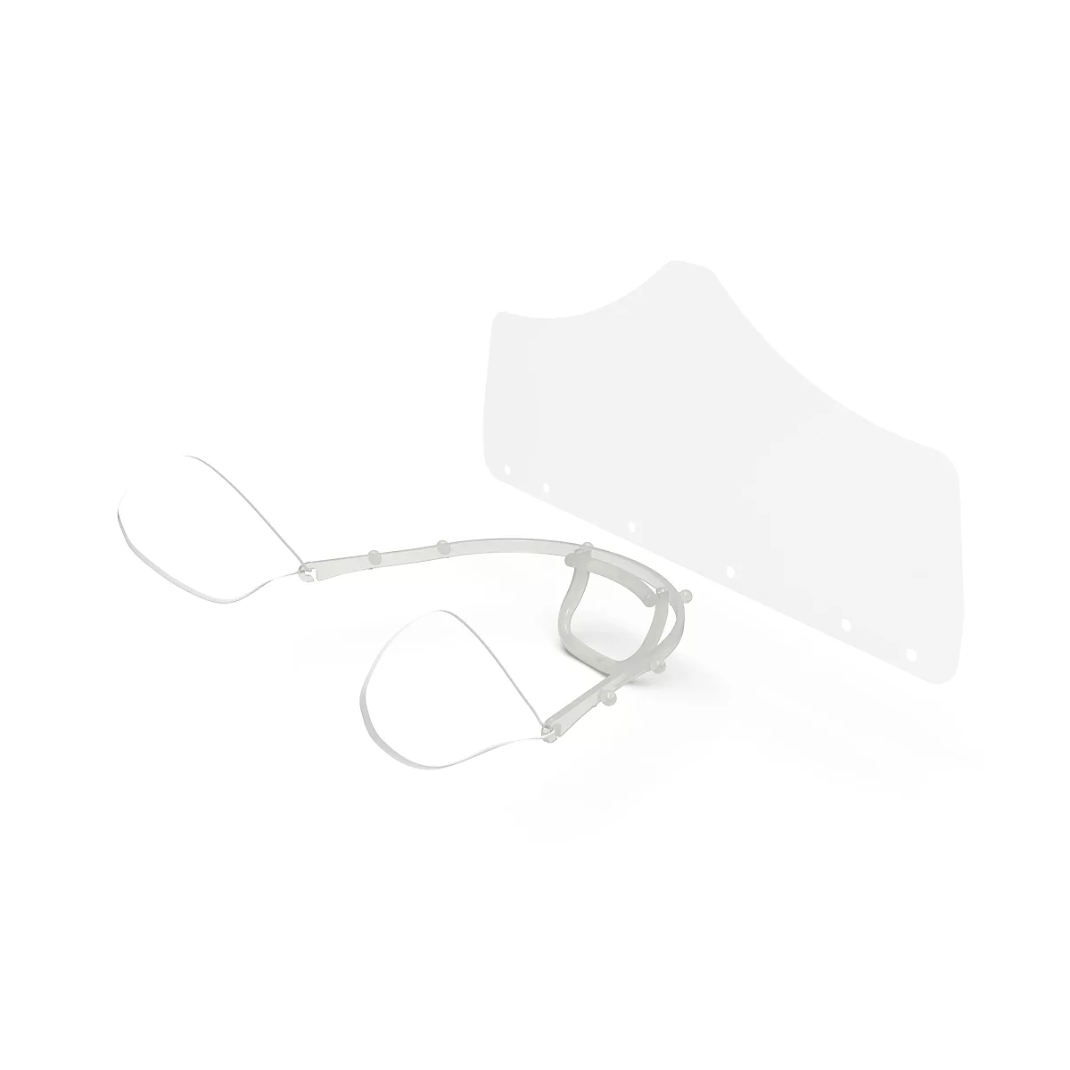 Écran facial bouche/nez, écran interchangeable, élastiques, blanc/transparent