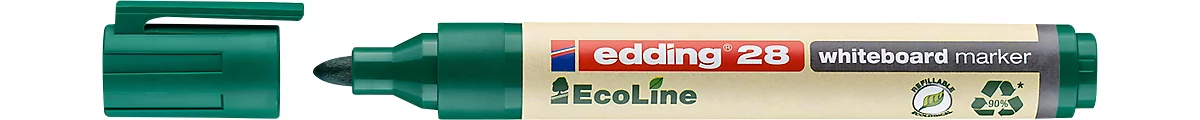 Edding 28 EcoLine Whiteboardmarker, Rundspitze, nachfüllbar, grün, 10 Stk.