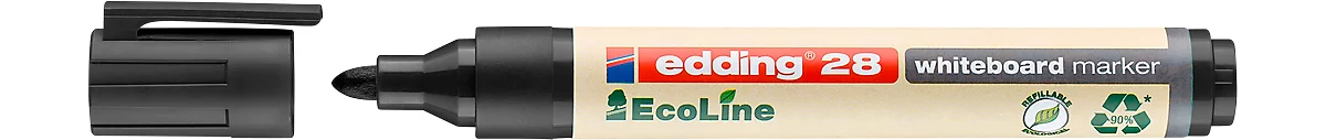 Edding 28 EcoLine Whiteboardmarker, Rundspitze, nachfüllbar, schwarz, 10 Stk.