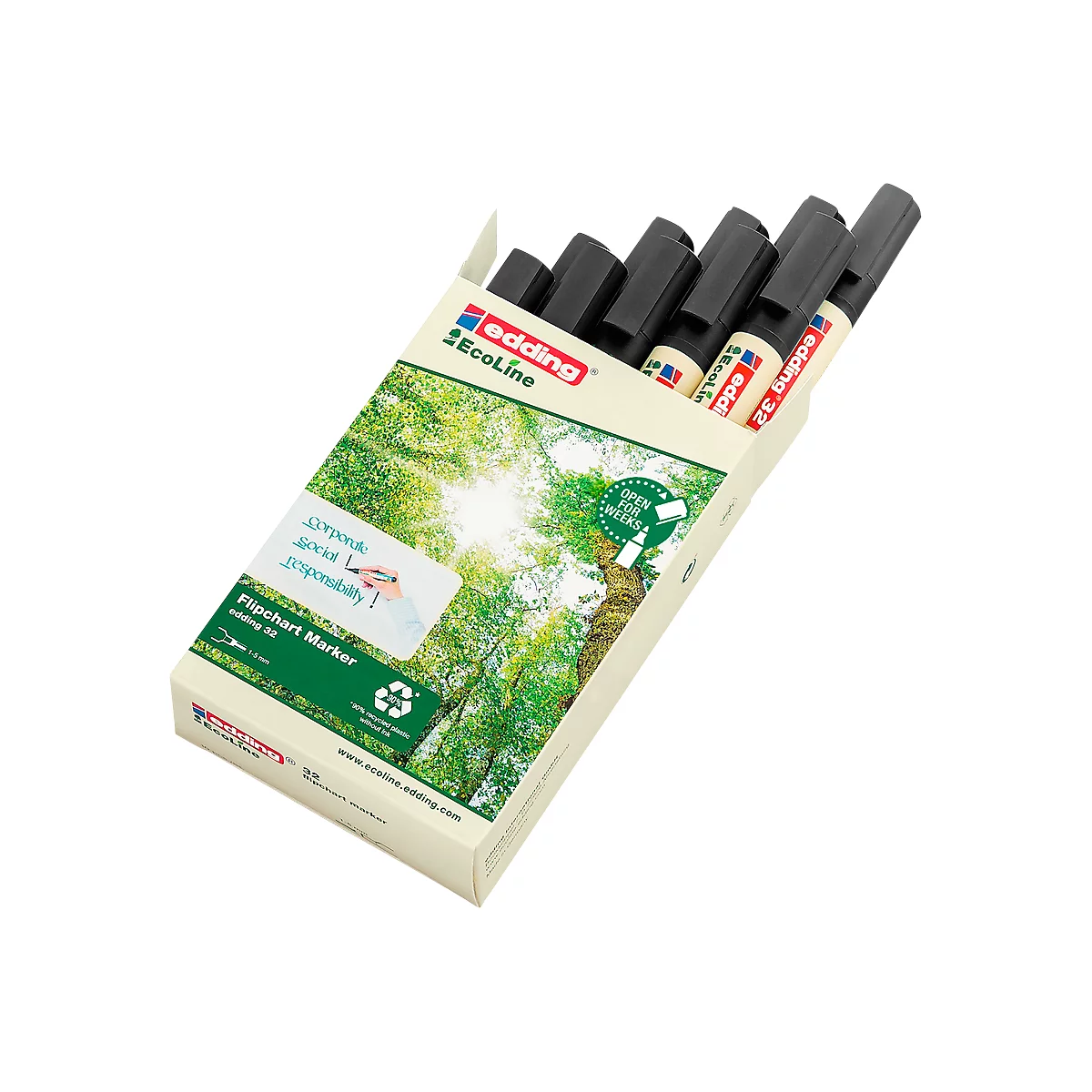 Edding 32 EcoLine flipchartmarker, navulbaar, 10 st., zwart