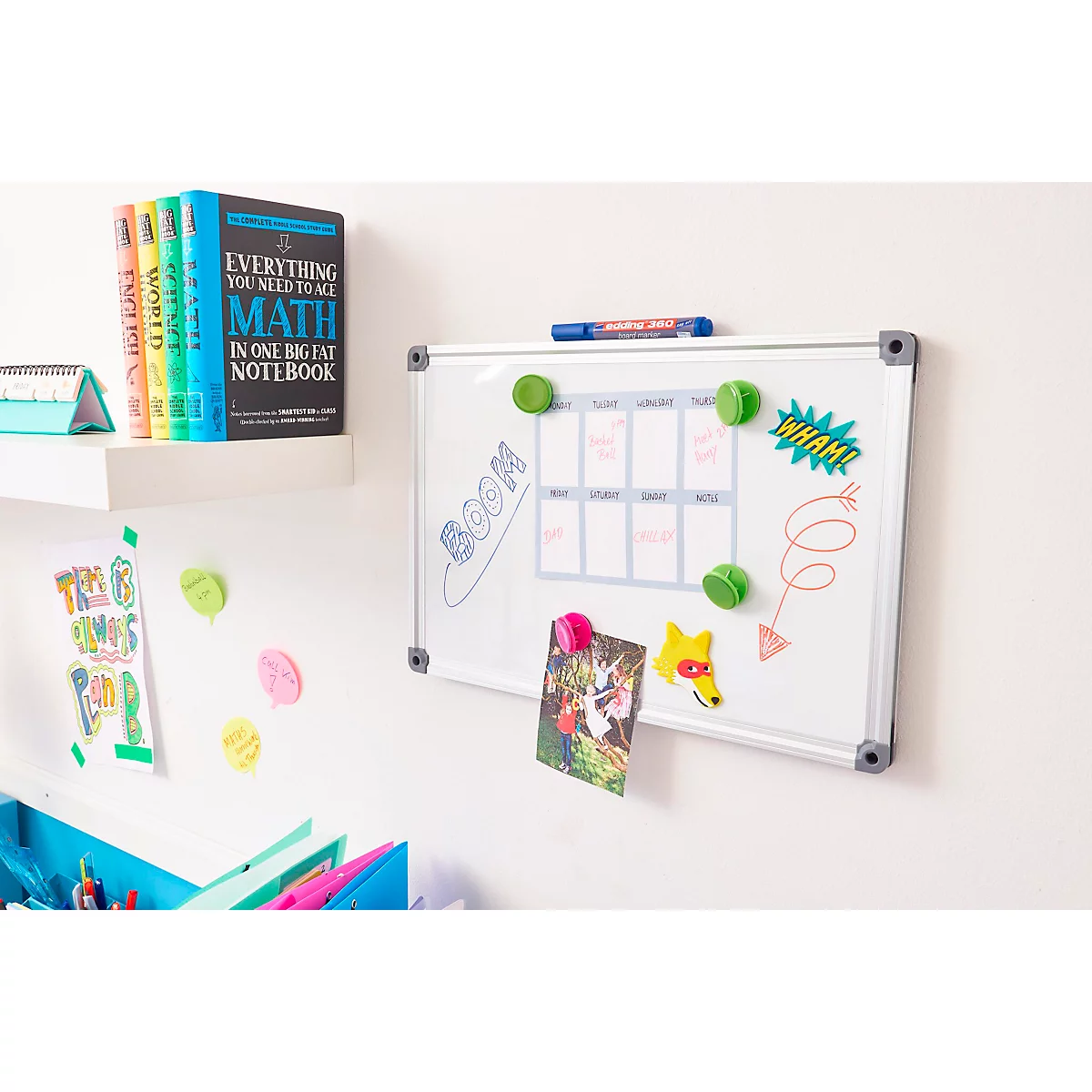 edding 360 whiteboard marker, diverse kleuren, set van 4, ronde punt