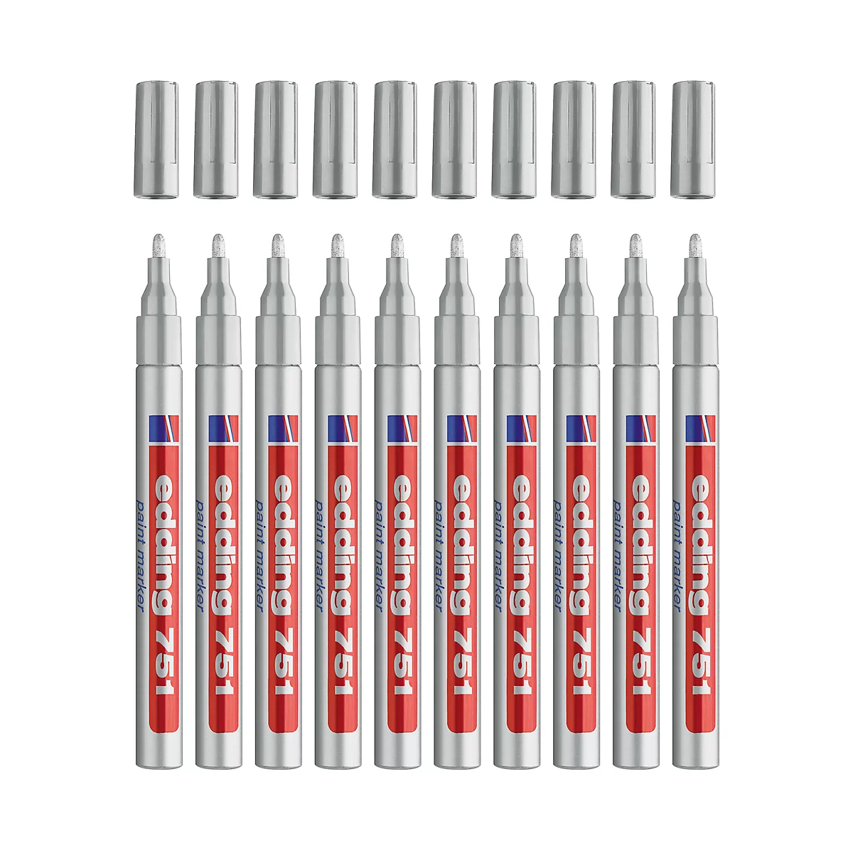 EDDING Lackmarker 751, 1-2 mm, silber, 10 Stück