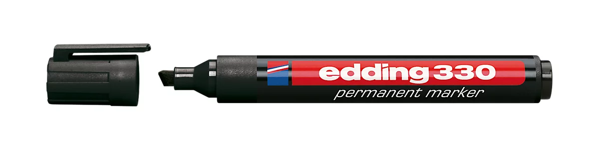 EDDING Marcador permanente 330, con punta de cuña, 1-5 mm, 1 pieza, negro