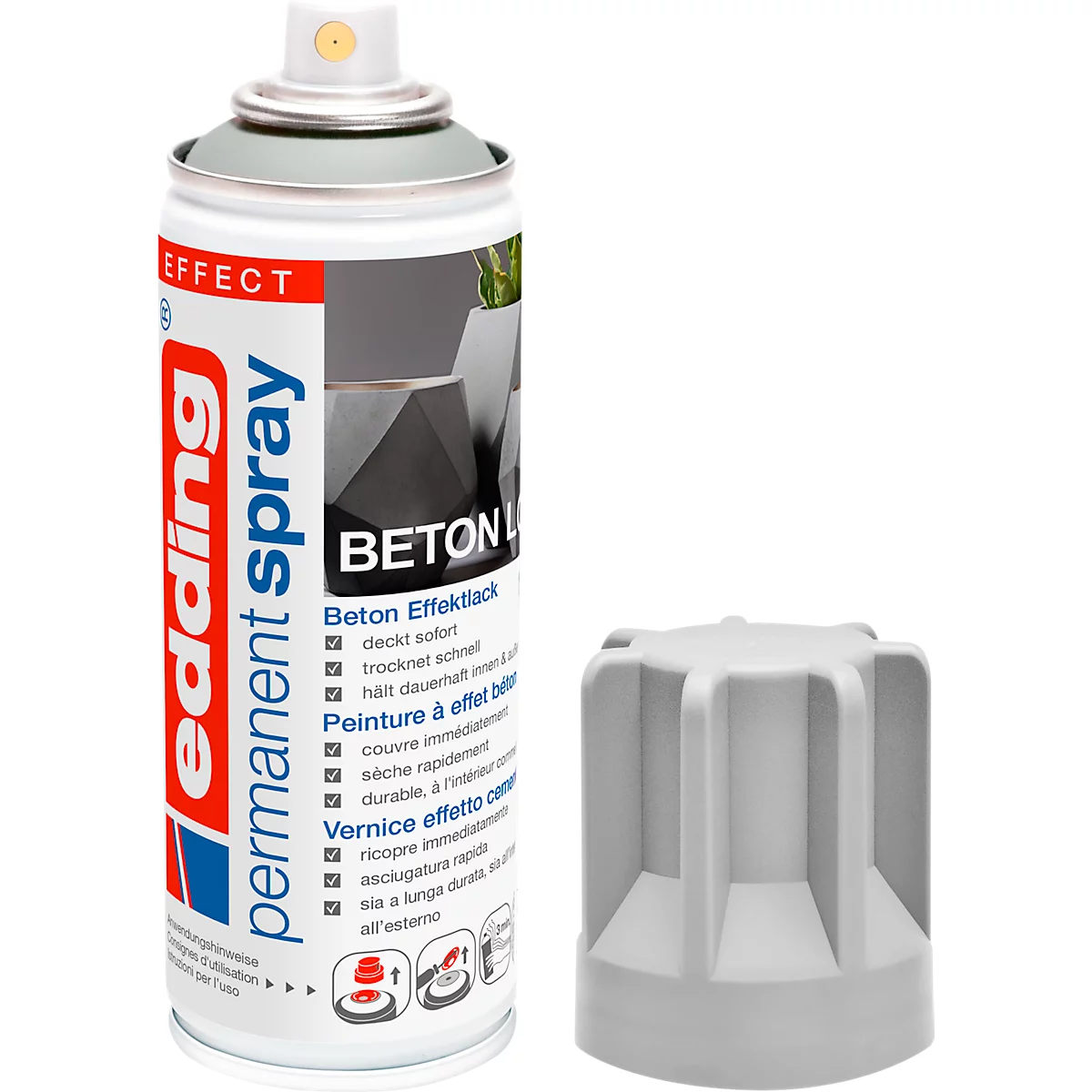 edding Spray 5200, 200 ml, premium matte acrylverf, spuitbreedte ca. 50-60 mm, betoneffect