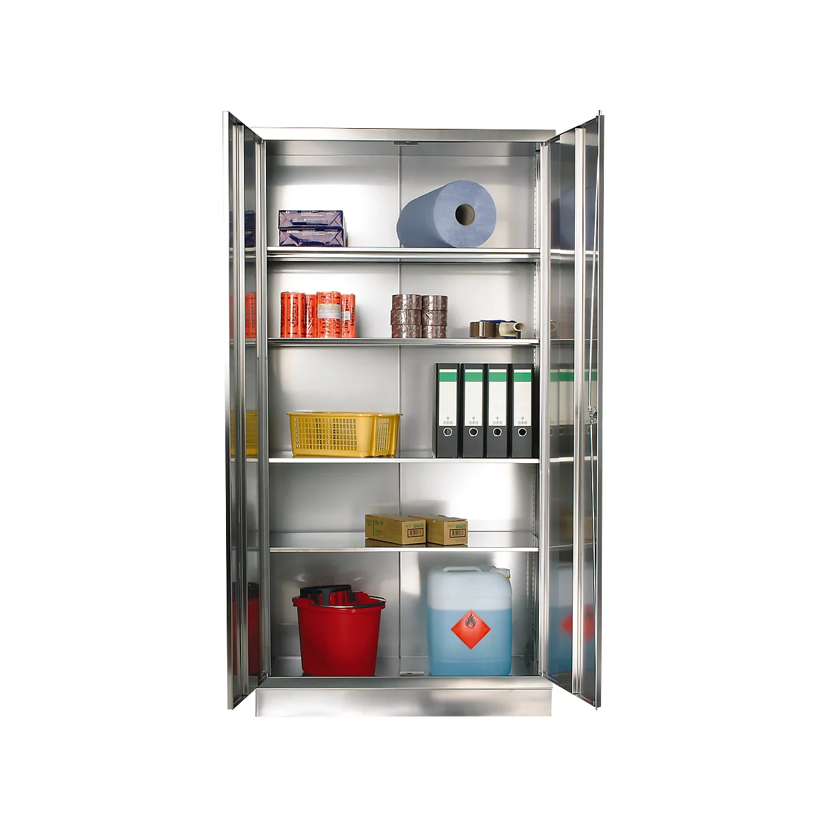 Edelstahl-Universalschrank mit 4 Böden, 1950 x 1000 x 500 mm