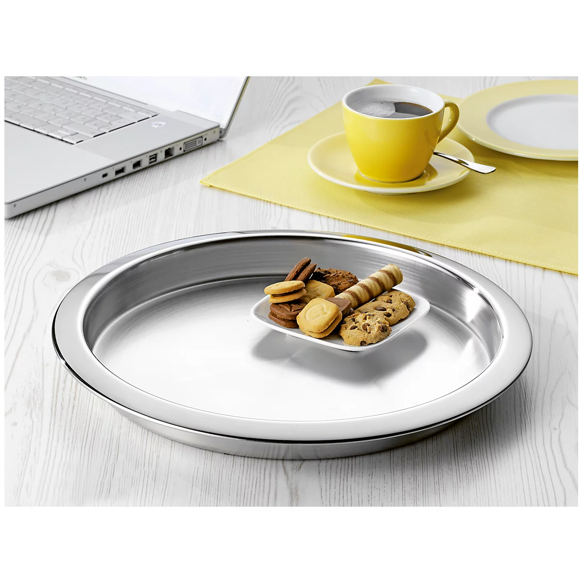 Edelstahltablett Esmeyer® VENGA, rund, ø außen: 350 mm, ø innen: 300 mm, spülmaschinengeeignet, silber