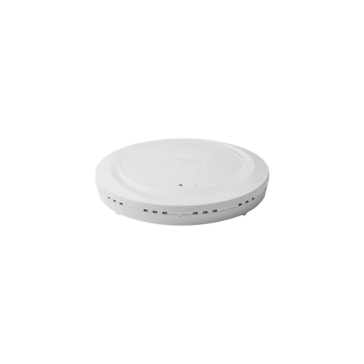 Ein weißer, runder Edimax Pro WLAN-Access-Point vor weißem Hintergrund.