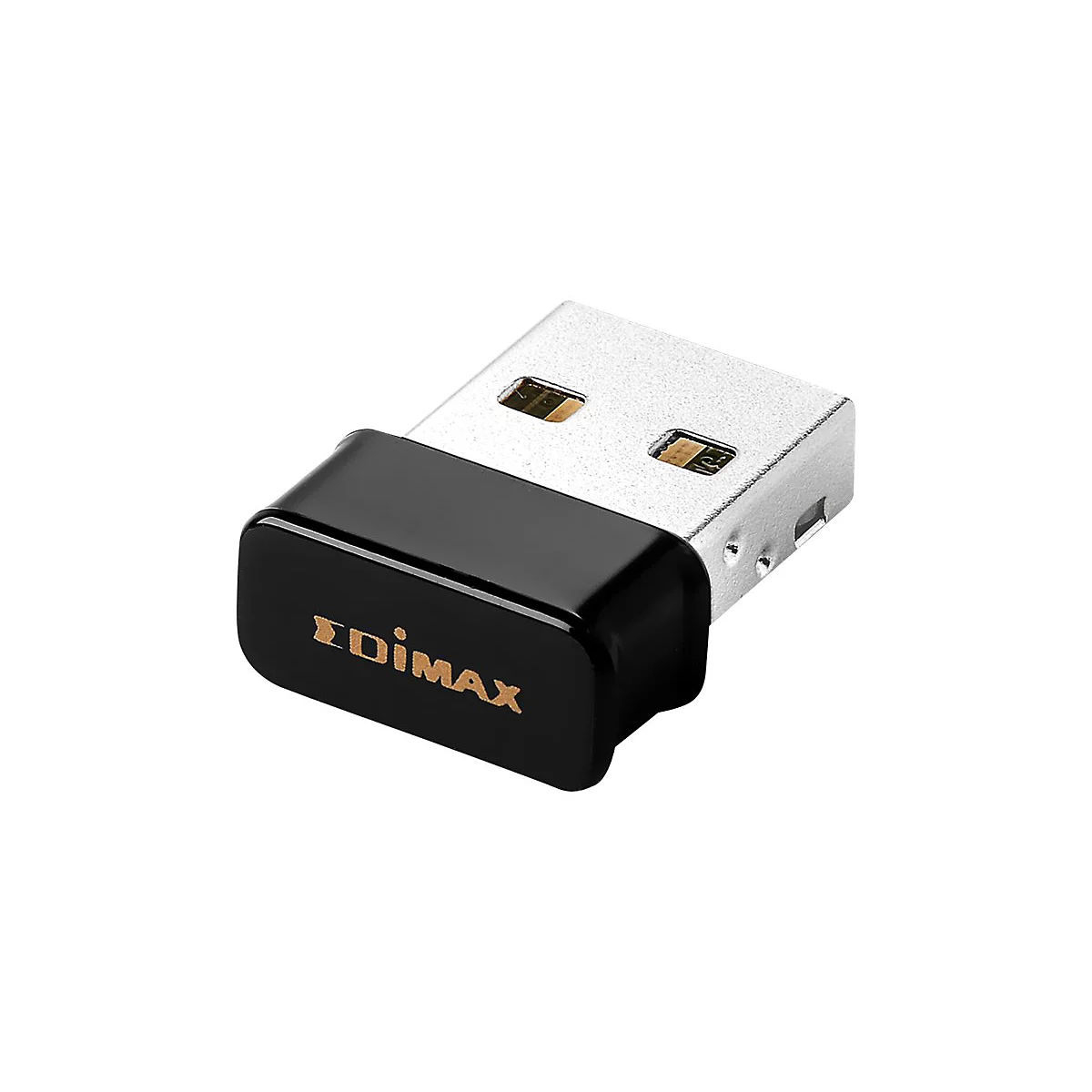 Edimax WLAN-USB-Stick in glänzendem Schwarz und Metalloptik vor weißem Hintergrund.
