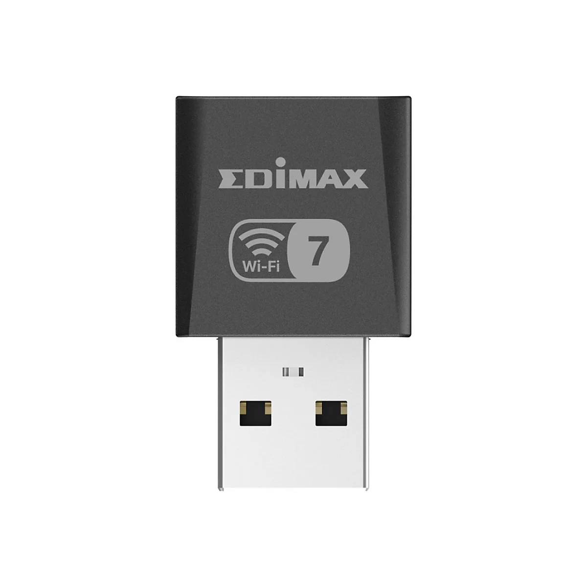 Schwarzer Edimax Wi-Fi 7 USB-Adapter vor weißem Hintergrund.
