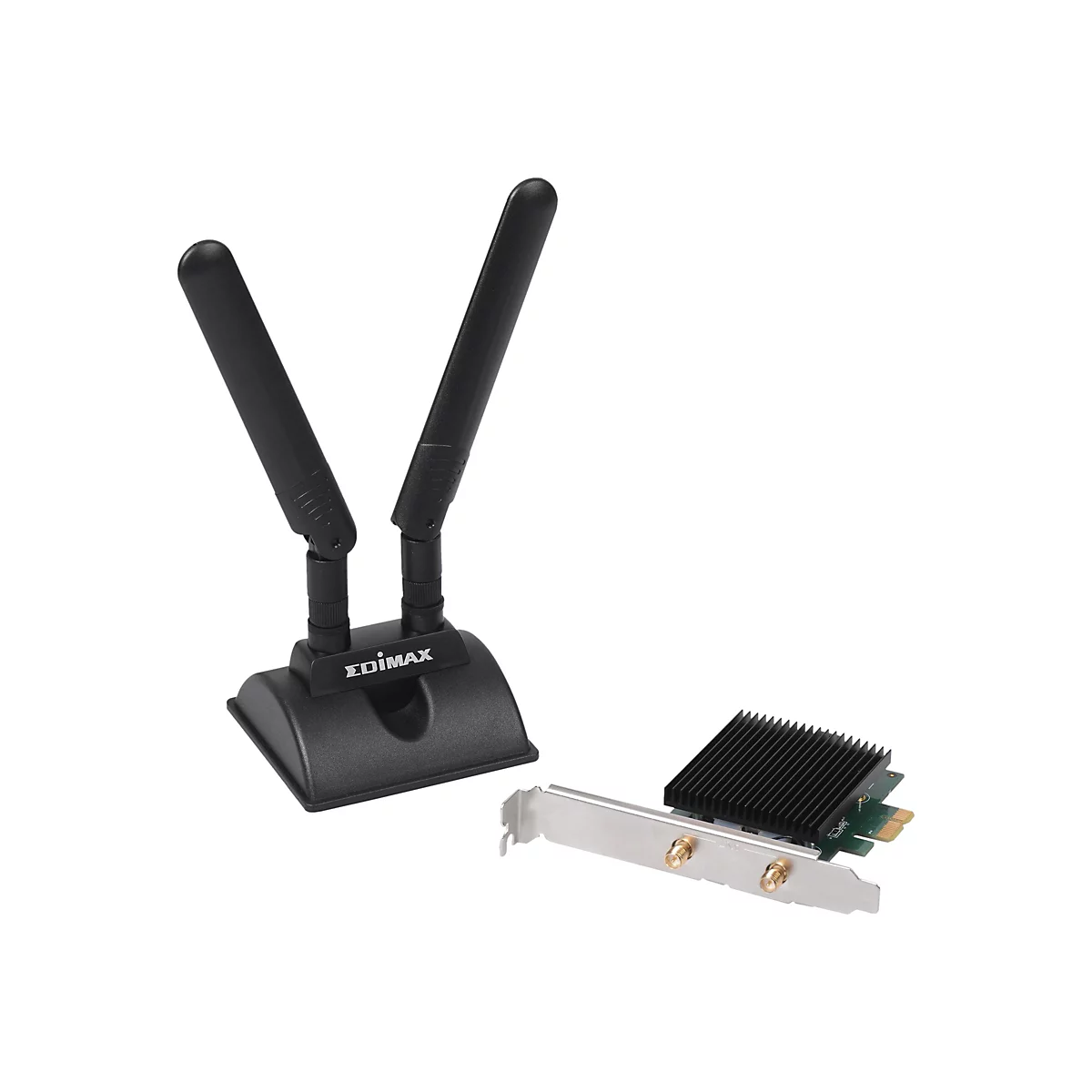 Drahtloser Netzwerkadapter mit Antennen und KÃ¼hler auf weiÃŸem Hintergrund.