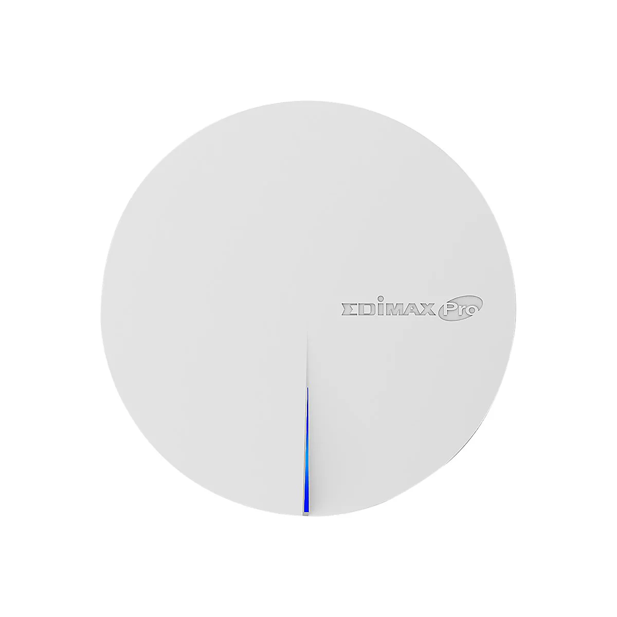 Runder, weiÃŸer WLAN-Access-Point mit Edimax Pro-Logo und blau leuchtender Linie.