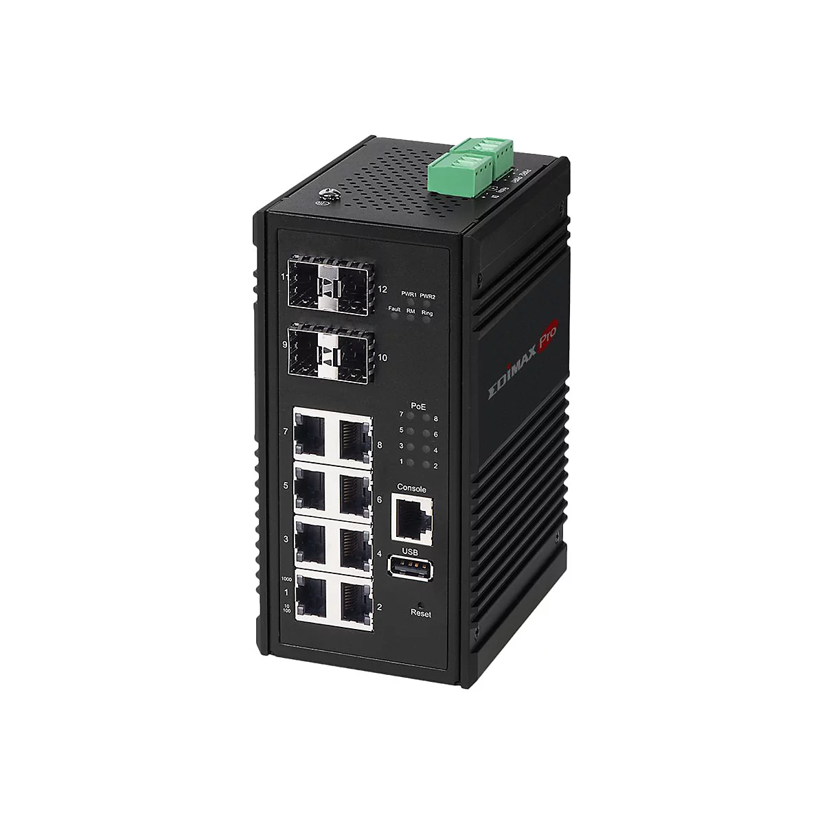 Edimax Pro IGS-5408P - Switch - Smart - 8 x 10/100/1000 (PoE+) + 4 x Kombi-SFP - an DIN-Schiene montierbar - PoE+ (240 W)