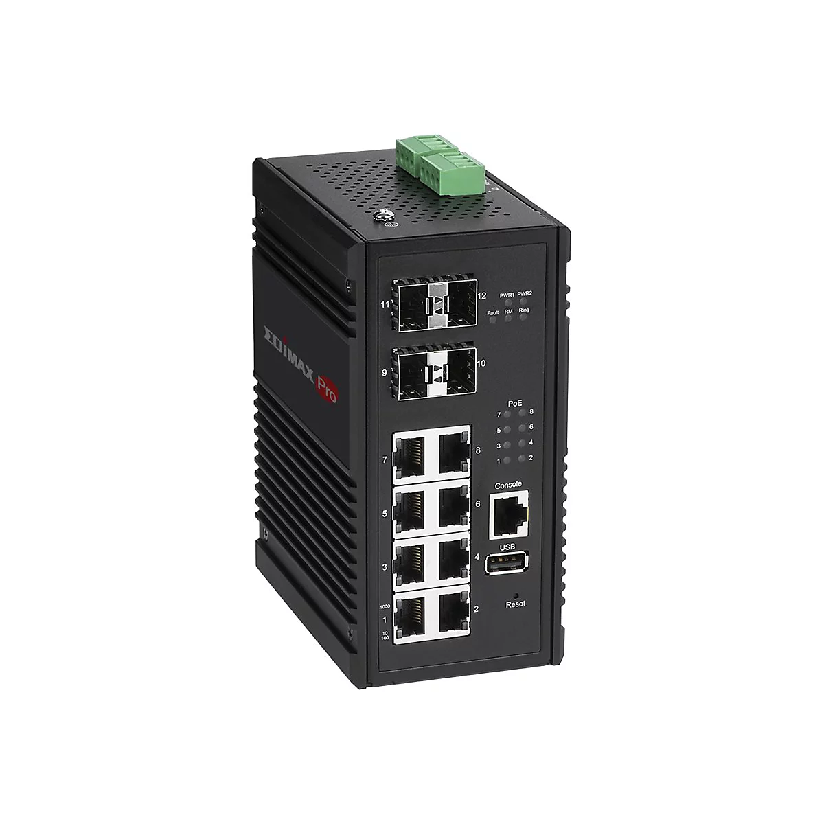 Edimax Pro IGS-5408P - Switch - Smart - 8 x 10/100/1000 (PoE+) + 4 x Kombi-SFP - an DIN-Schiene montierbar - PoE+ (240 W)
