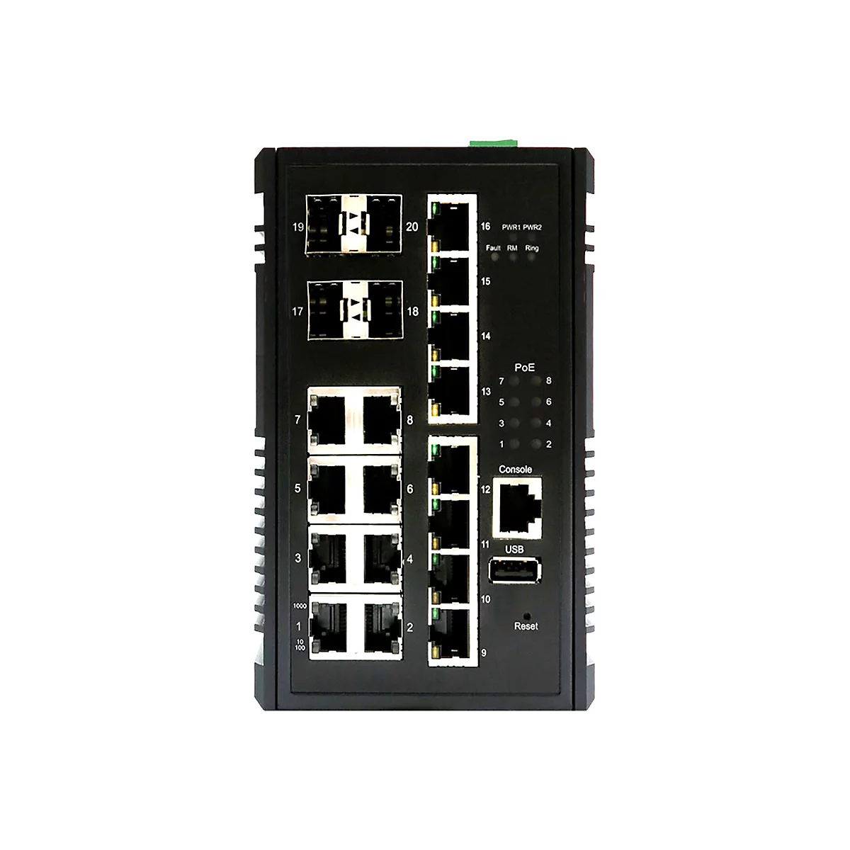 Edimax Pro IGS-5416P - Switch - Smart - 8 x 10/100/1000 (PoE+) + 8 x 10/100/1000 + 4 x Gigabit SFP - an DIN-Schiene montierbar - PoE+ (240 W)