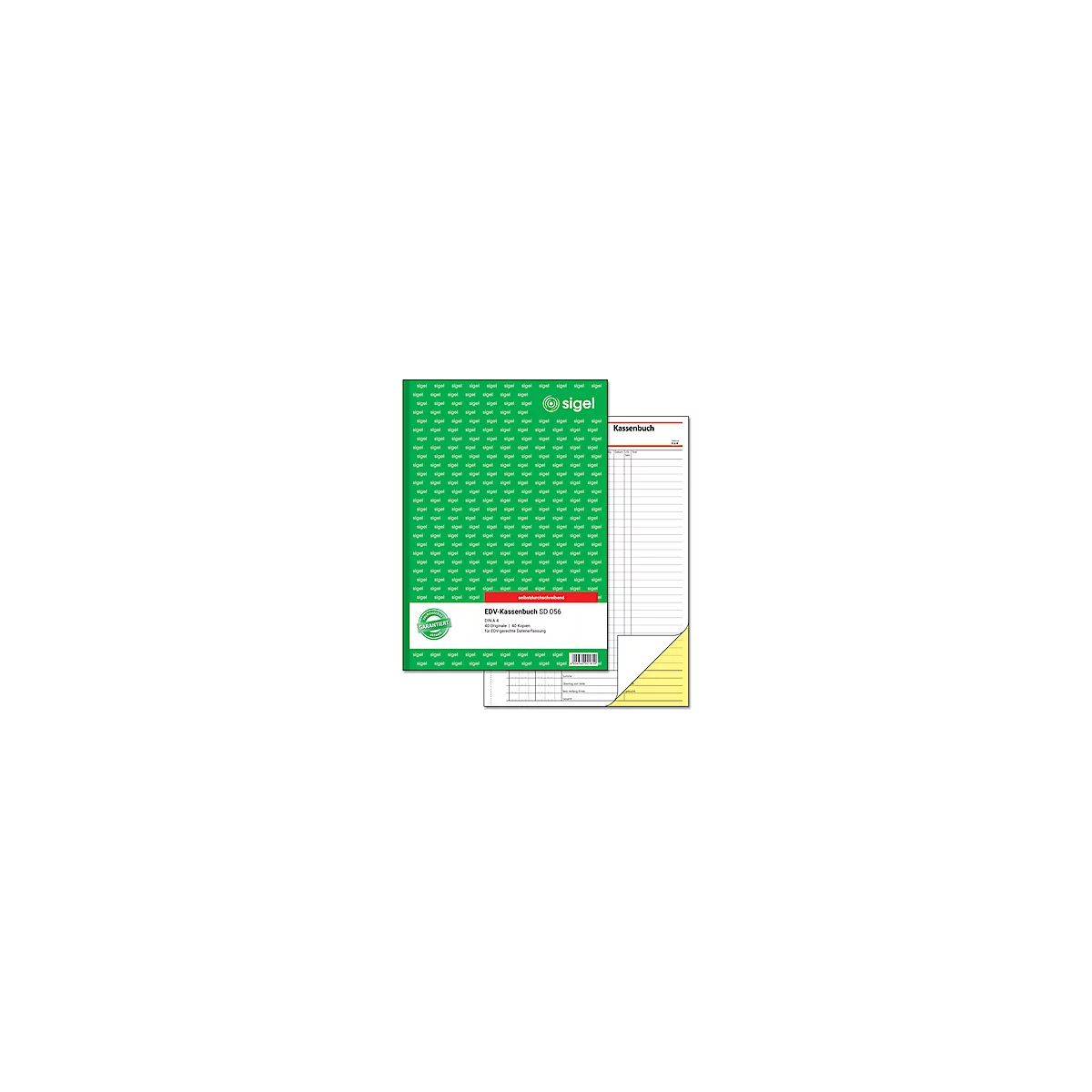 EDV-Kassenbuch Sigel SD056, selbstdurchschreibend, DIN A4, 2 x 40 Blatt