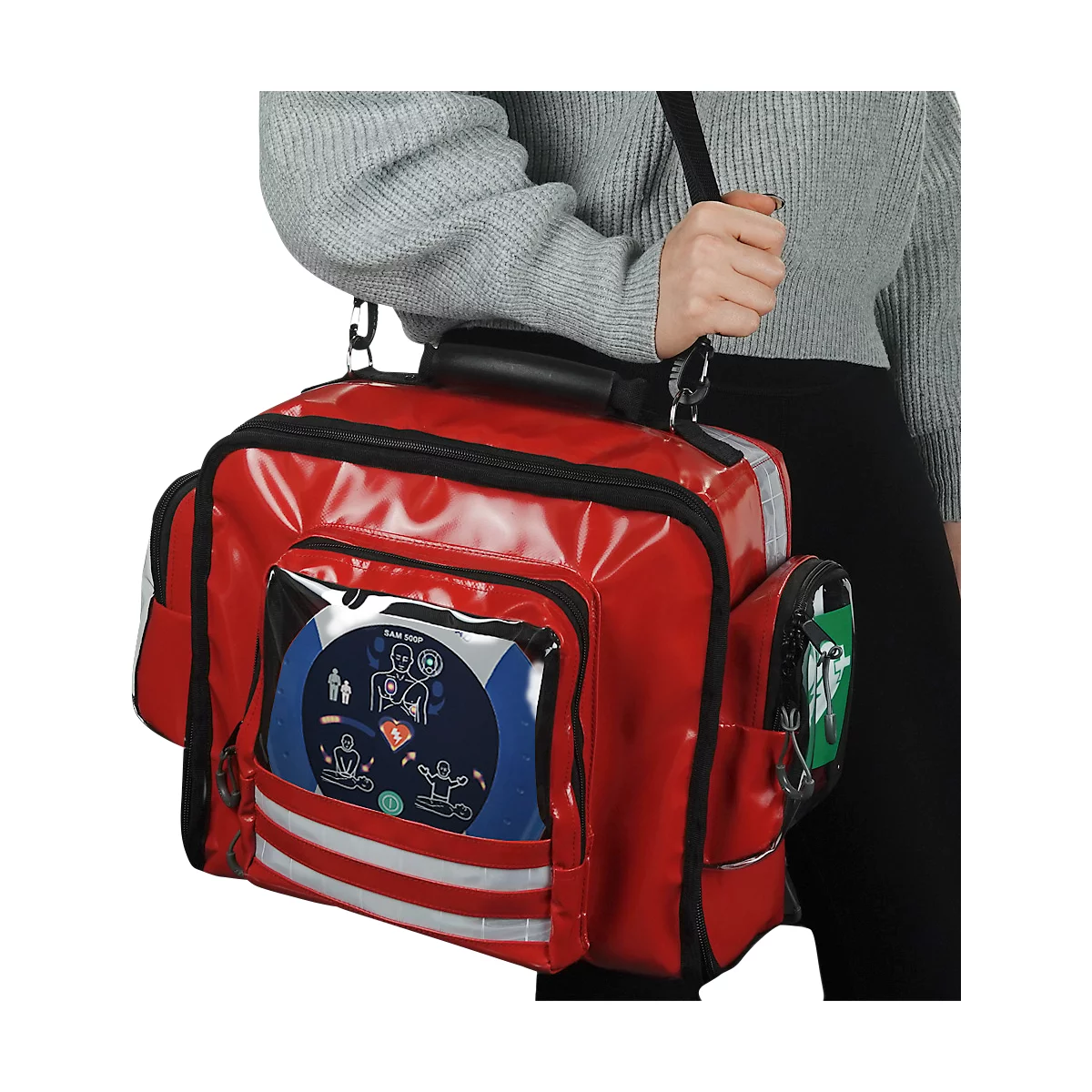 Eerstehulpwandtas MedX5, met reanimatiedefibrillator SAM500P &amp; vulling volgens DIN 13157