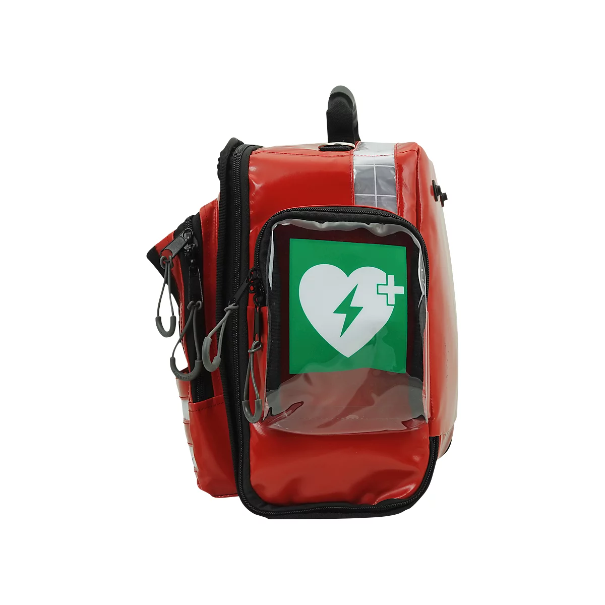 EHBO &amp; defibrillator wandtas, voor HeartSine defibrillators &amp; eerstehulpmaterialen, leeg, 8 opbergvakken, B 400 x D 250 x H 350 mm, rood
