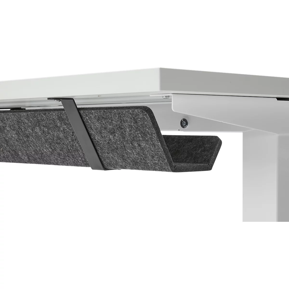 EHV Schreibtisch mit Bambus-Zubehörschublade & Kabelkanal aus Recyclingfilz, elektrisch höhenverstellbar, B 1600 x T 800 mm, graphit/weiß
