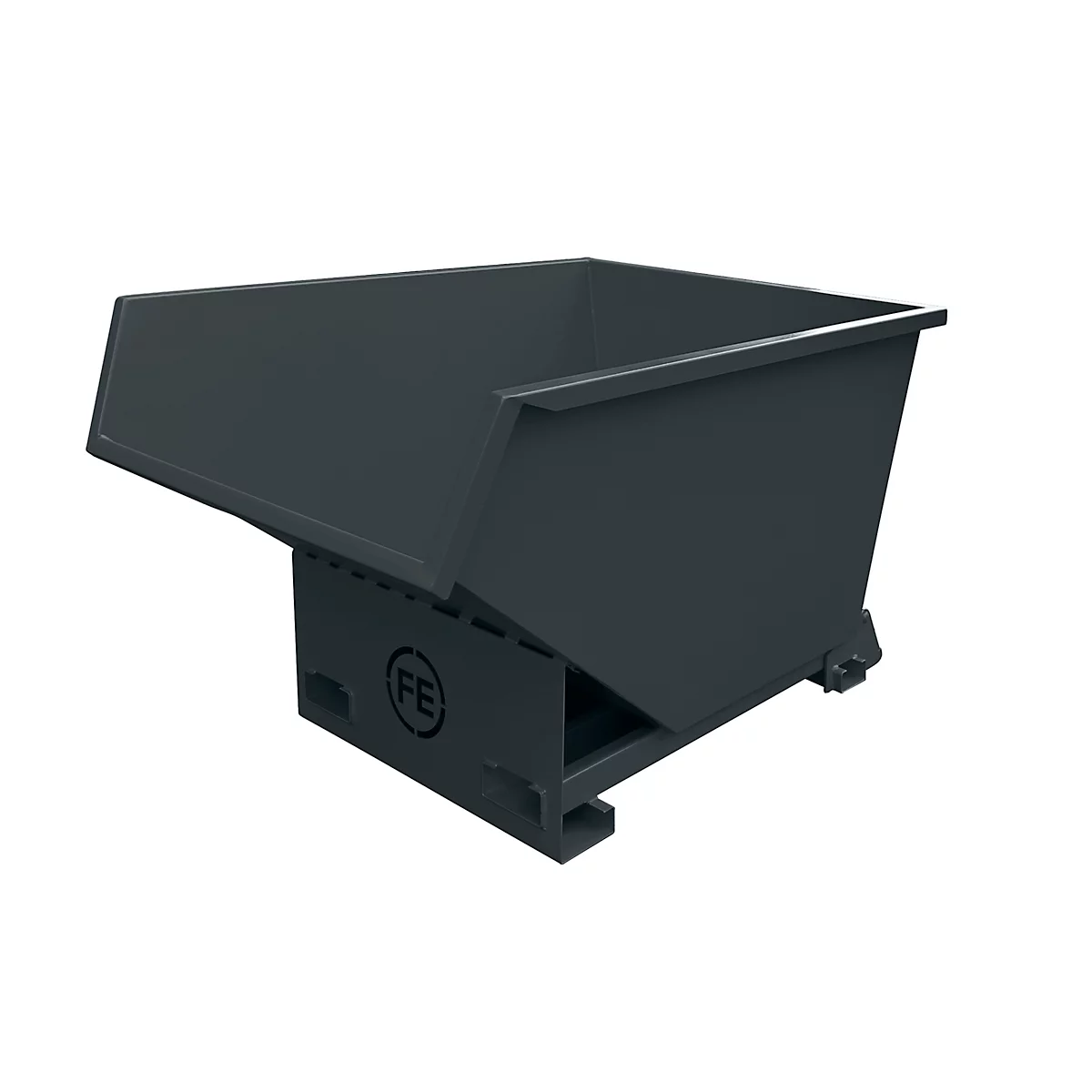 Eichinger-Industrie Kippbehälter für Teleskopstapler, automatisch Sicherung, 1000 l, bis 1500 kg, Stahl, anthrazitgrau RAL 7016