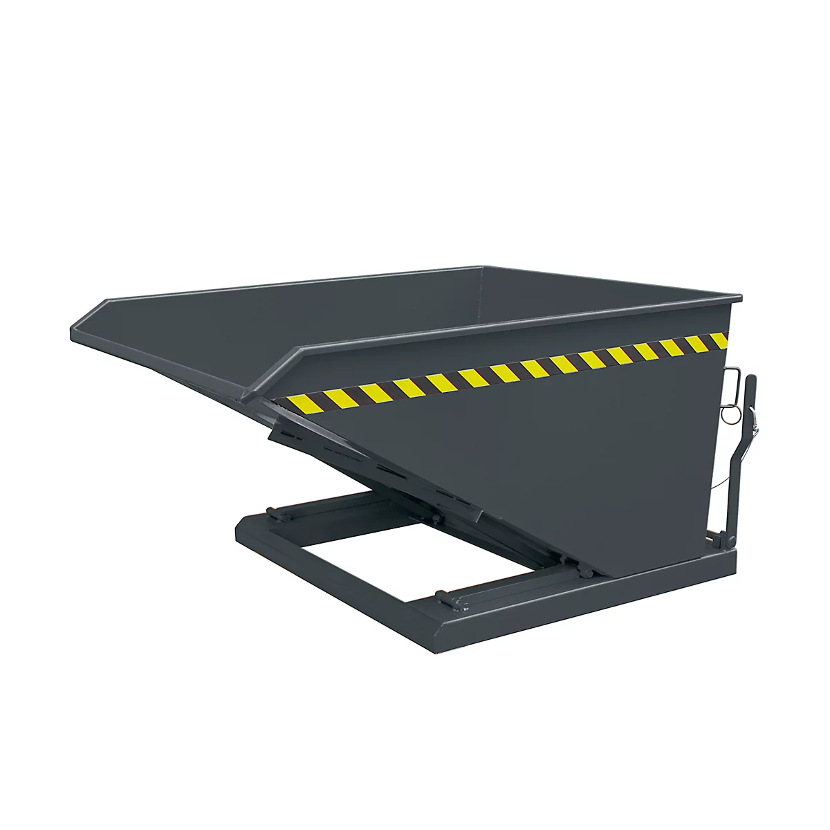 Eichinger-Industrie Kippbehälter, niedrige Bauhöhe, 750 l, bis 1500 kg, Scheren-Kipp-Mechanismus, Stahl, anthrazitgrau RAL 7016
