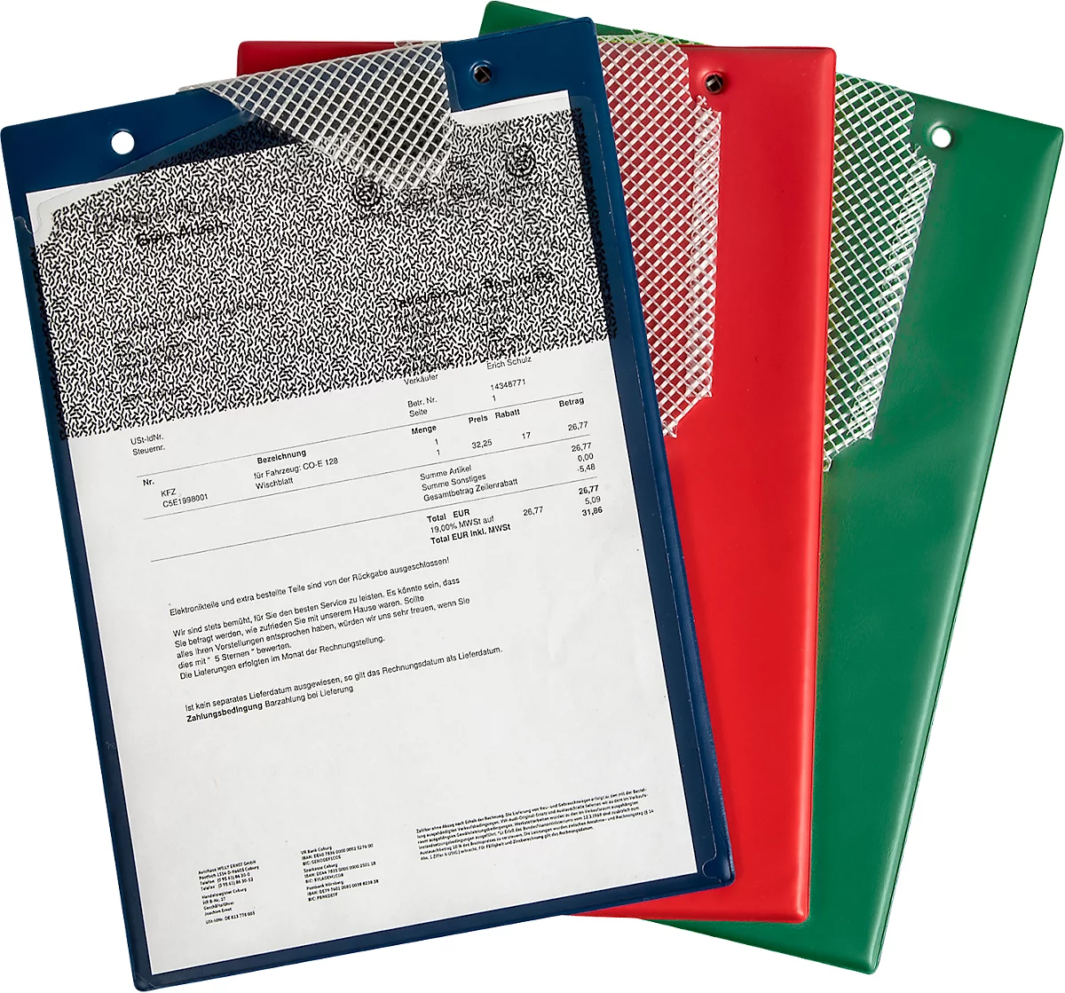 EICHNER Auftragstasche Secure, für DIN A4 Dokumente, 10 Stück, inkl. Schlüsselfach, B 230 x T 5 x H 330 mm, diverse Farben