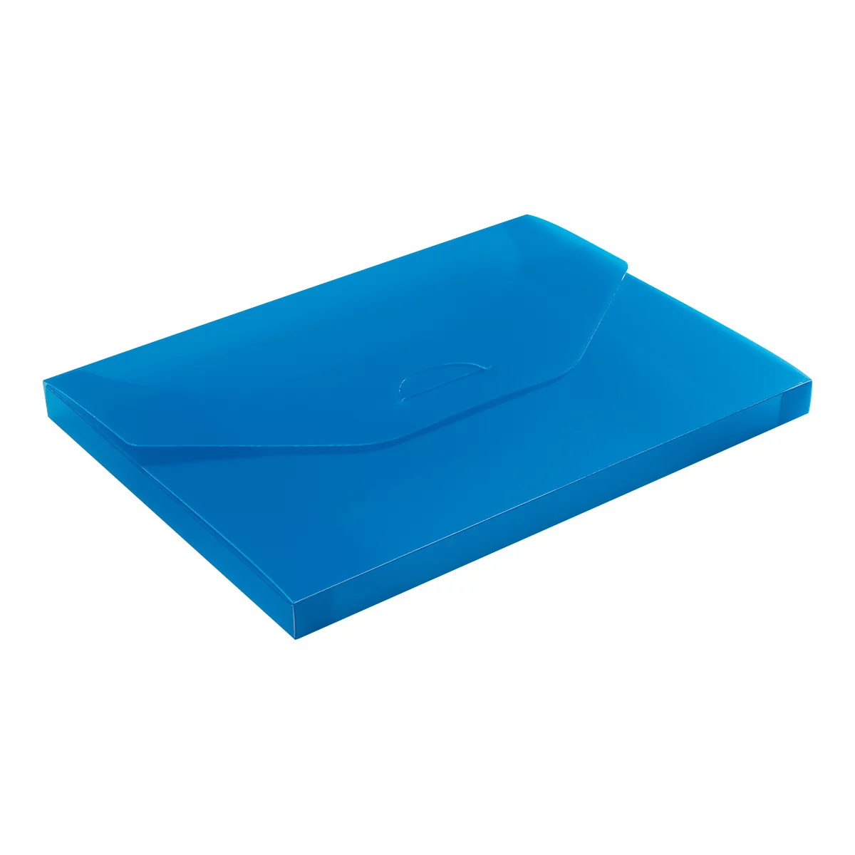 Blue envelope with a flap to close. The surface is slightly transparent.