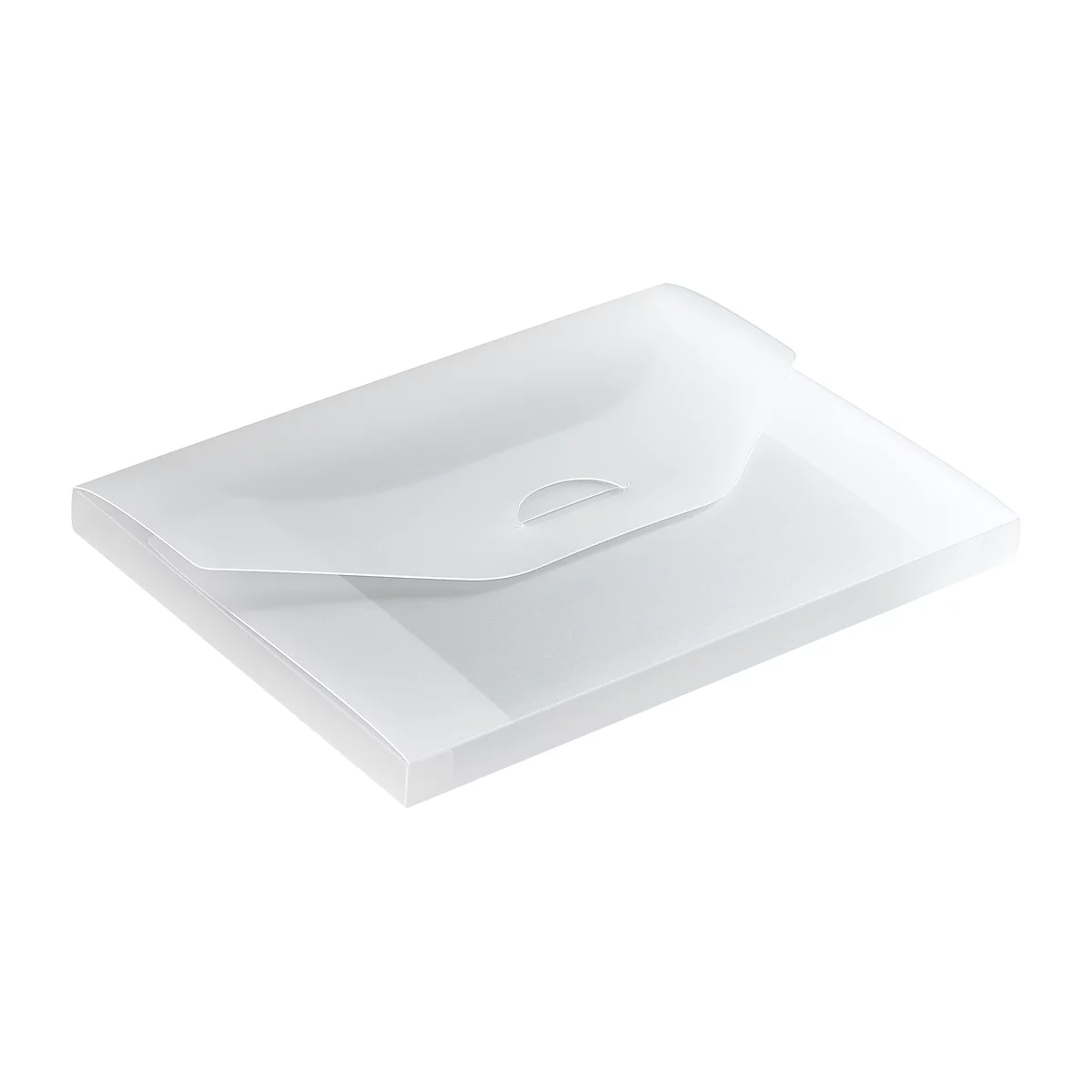 Transparent document folder with flap. The closure is integrated into the top flap.