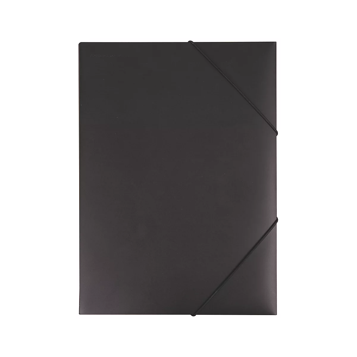 Black document folder with elastic band.