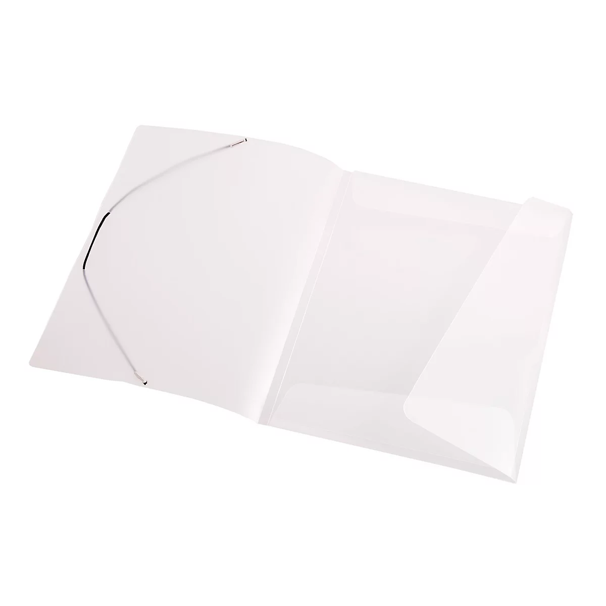 White open document folder with elastic band.