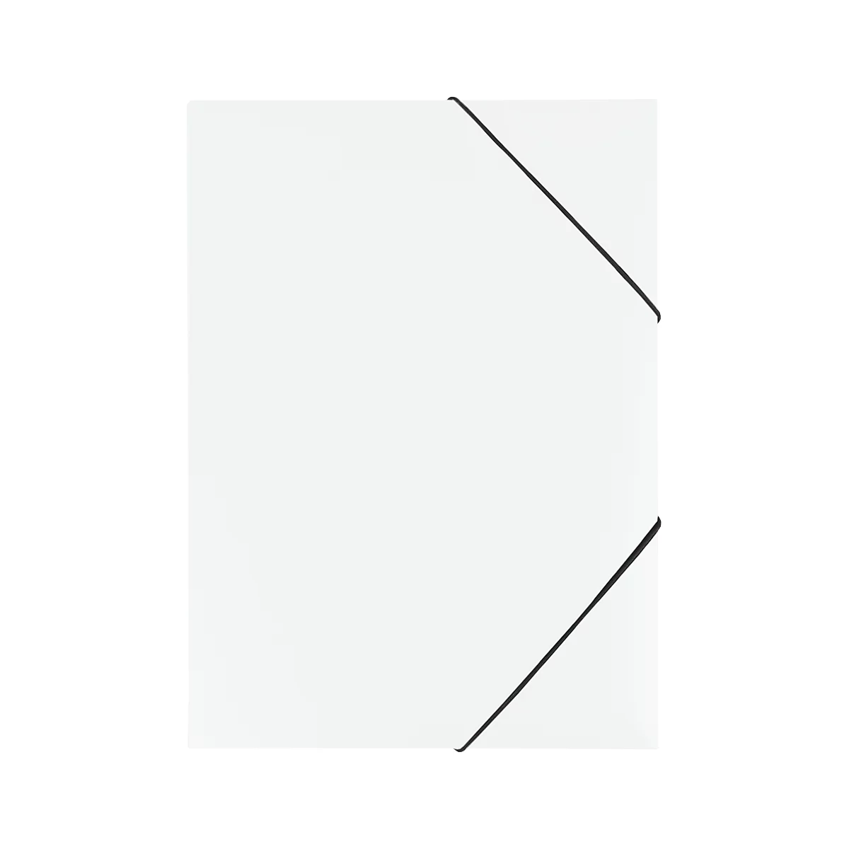 White paper with black elastic bands holding it together.