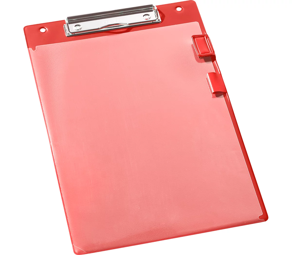 EICHNER Klemmbrett Klemmfix, DIN A4, Kunststoff, mit Klarsichttasche, A4, rot