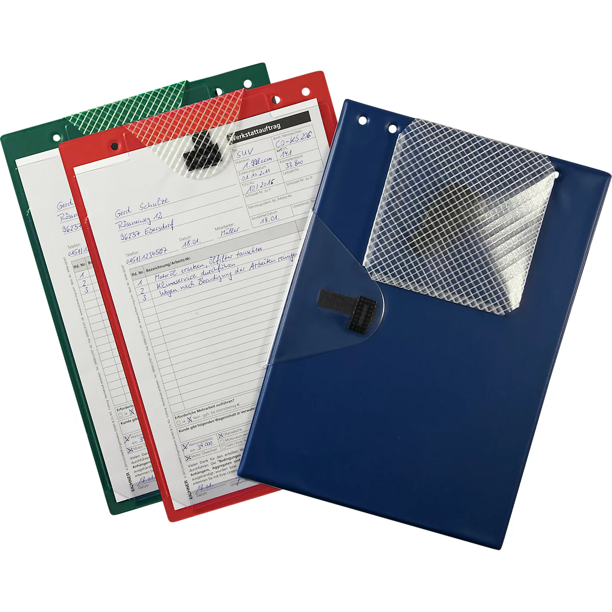 EICHNER Pochette de commande Jumbo, DIN A4, soufflet extensible, fermeture velcro, poche pour clés, 10 pièces, différentes couleurs