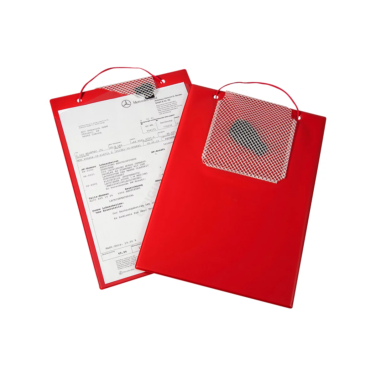 EICHNER Pochette de commande Plus, fermeture velcro et compartiment à clés, pour documents DIN A4, rouge, 10 pièces