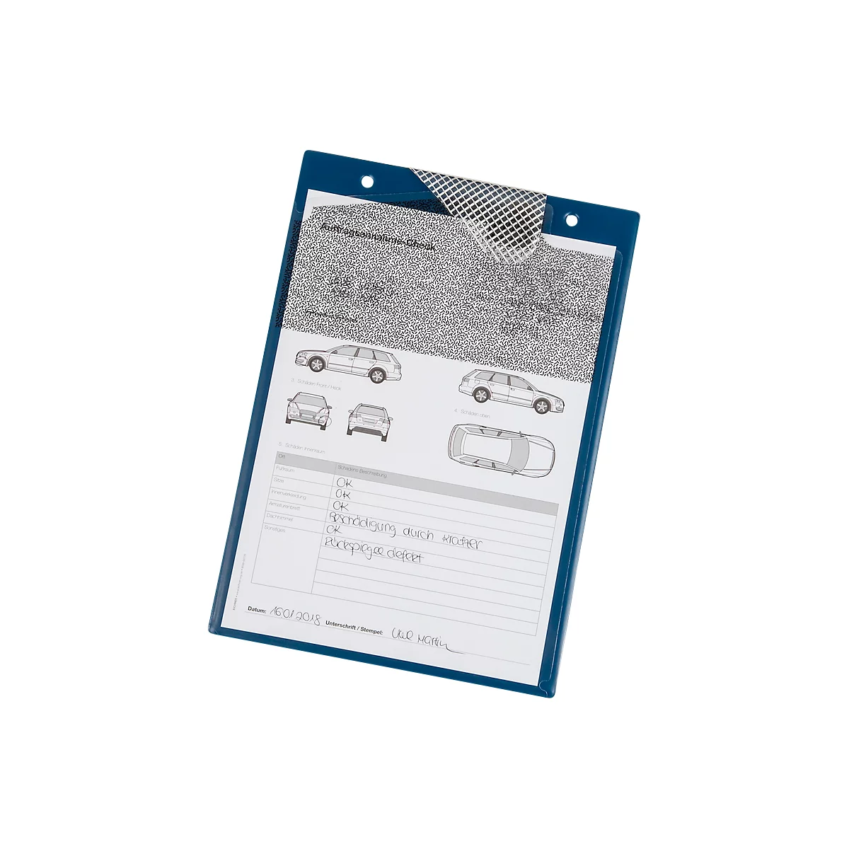 EICHNER Pochette de commande Secure, pour documents DIN A4, 10 pièces, y compris compartiment pour clés, L 230 x P 5 x H 330 mm, bleu