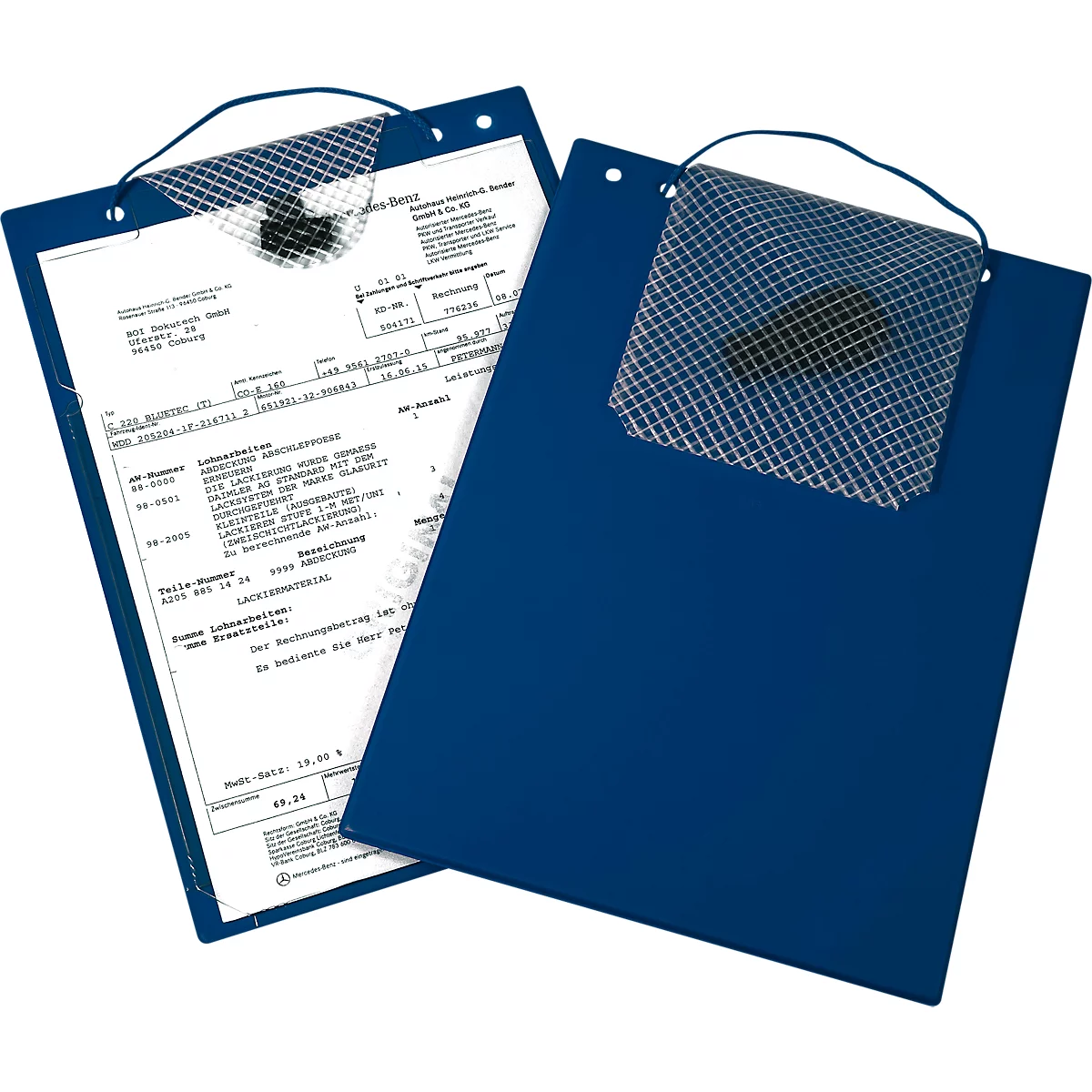 EICHNER Pochette de commande Turbo, fermeture velcro, compartiment à clés et soufflet extensible, pour documents DIN A4, bleu, 10 pièces