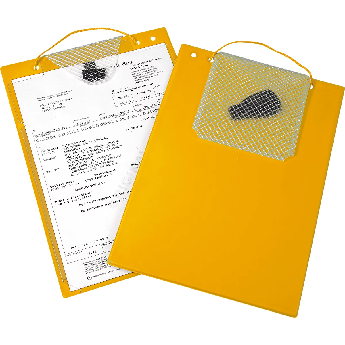 EICHNER Pochette de commande Turbo, fermeture velcro, compartiment à clés et soufflet extensible, pour documents DIN A4, jaune, 10 pièces