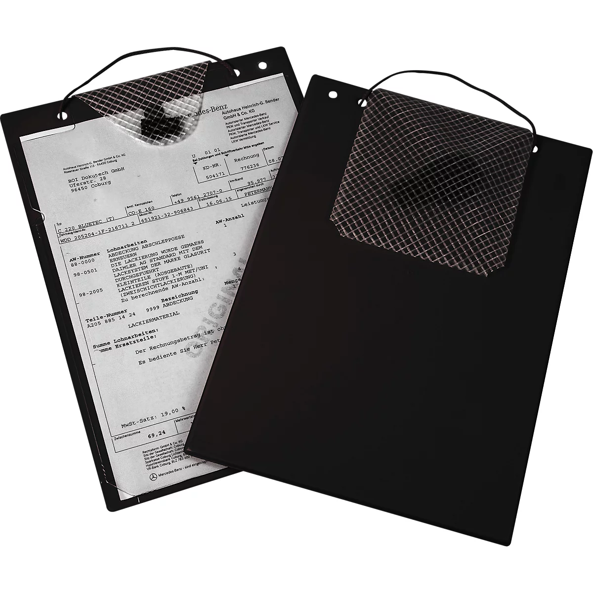 EICHNER Pochette de commande Turbo, fermeture velcro, compartiment pour clés et soufflet extensible, pour documents DIN A4, noir, 10 pièces