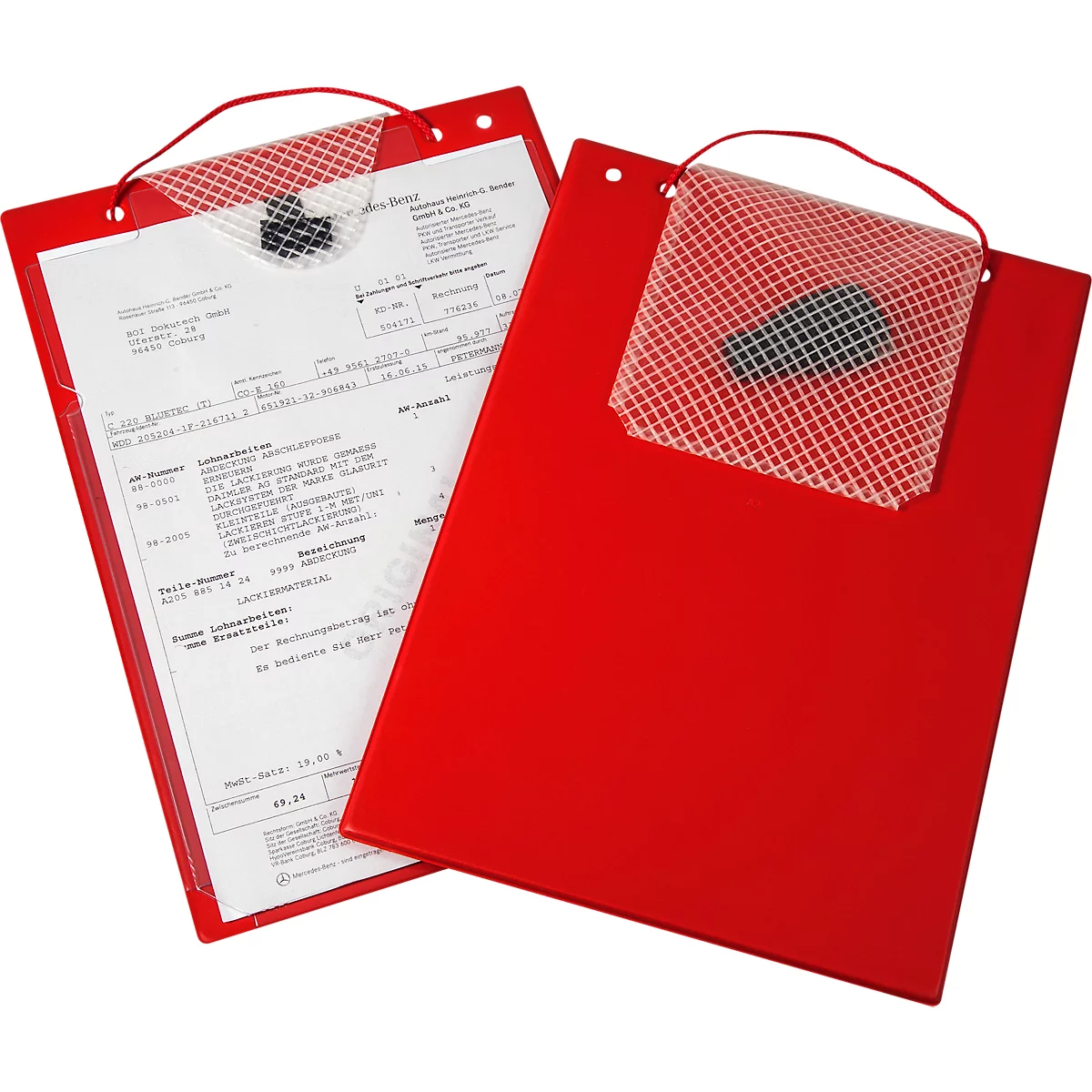 EICHNER Pochette de commande Turbo, fermeture velcro, poche à clés et soufflet extensible, pour documents DIN A4, rouge, 10 pièces