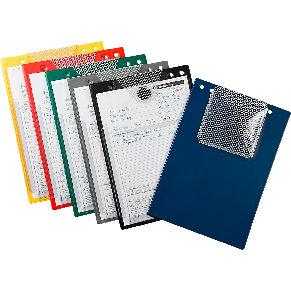 EICHNER Pochette de commande Turbo, fermeture velcro, poche pour clés et soufflet extensible, pour documents DIN A4, gris, 10 pièces