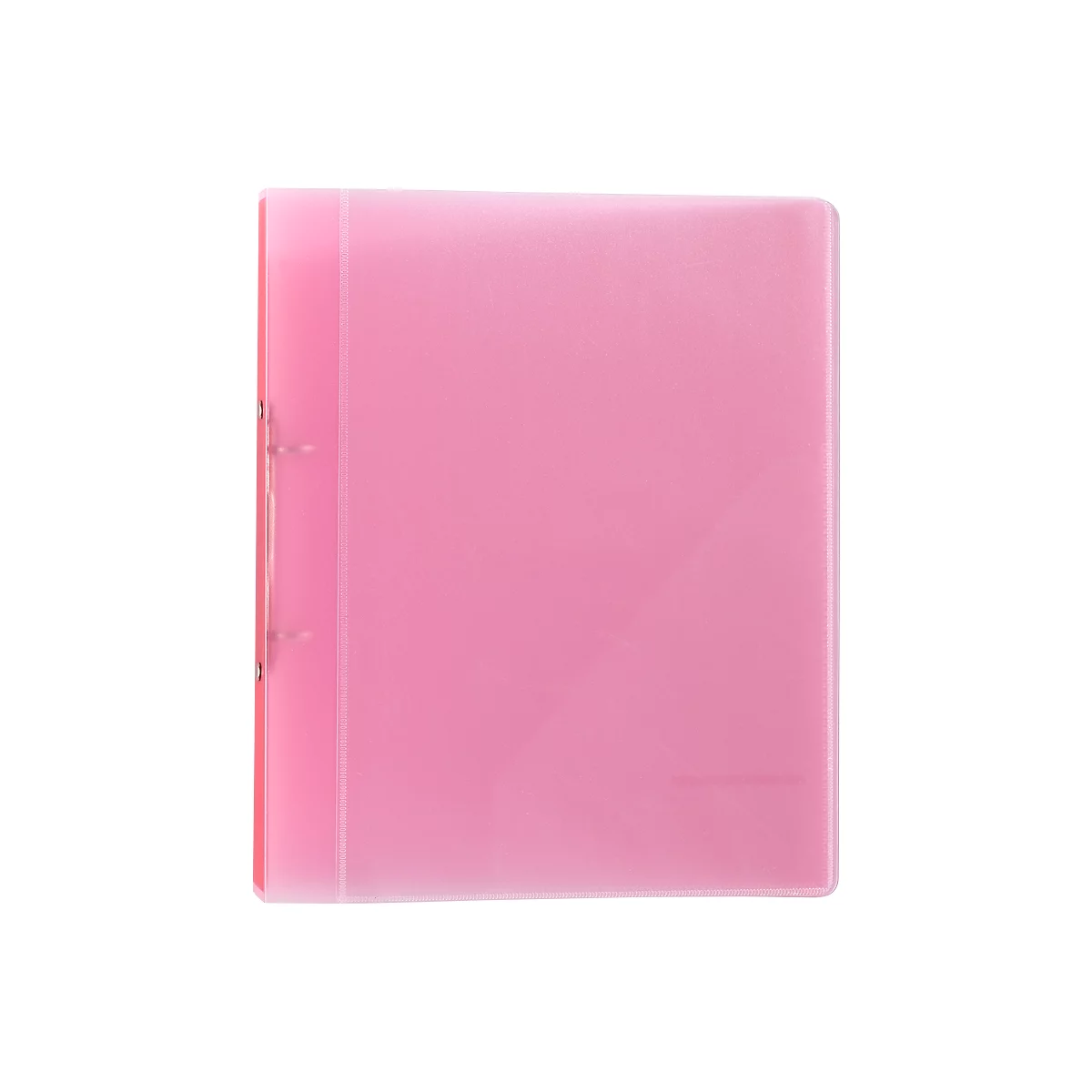 Rosa Ordner mit drei Ringen, Nahaufnahme.