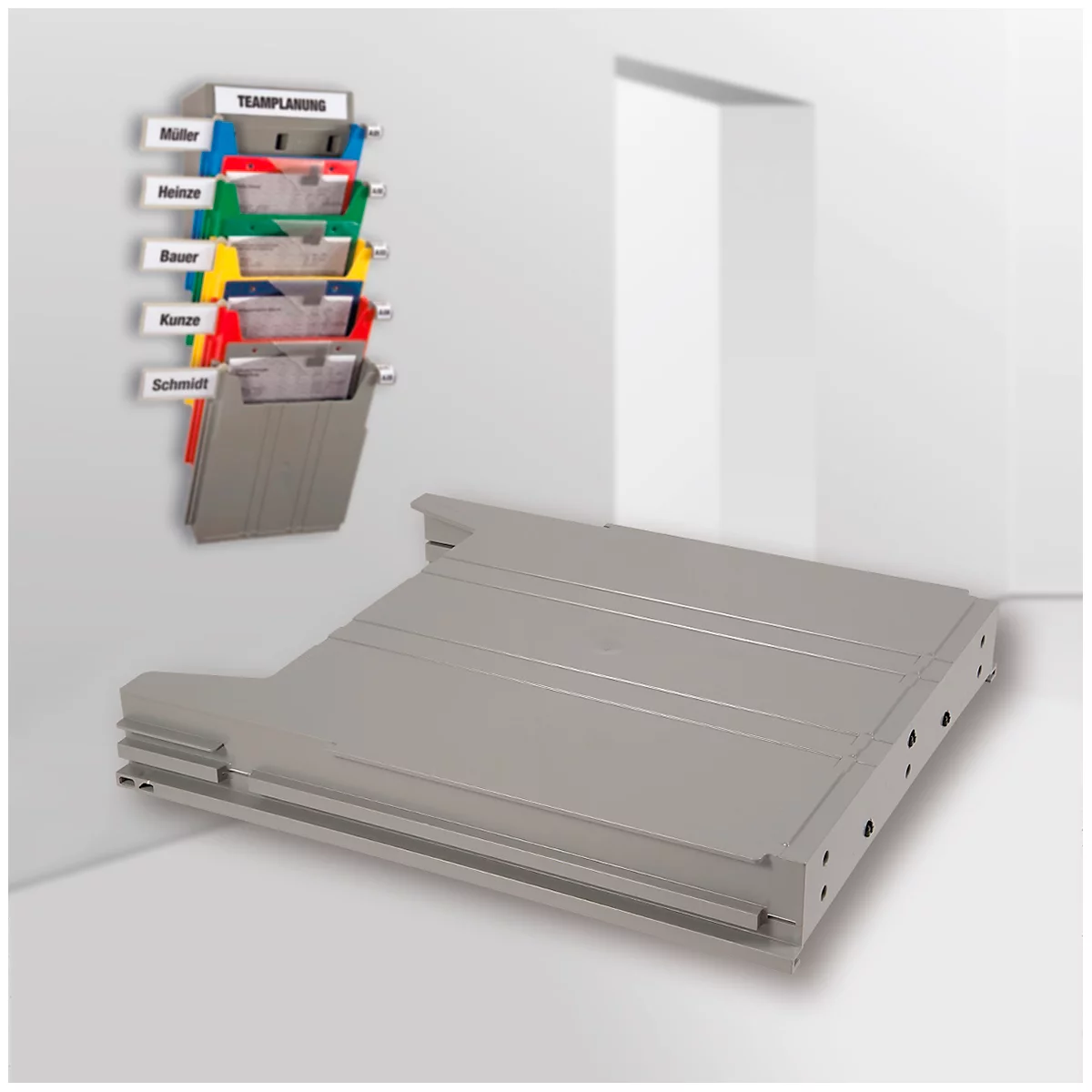 Eichner Wandfolderhouder BIG, B 262 x D 42 x H 302 mm, vulhoogte 34 mm, geel