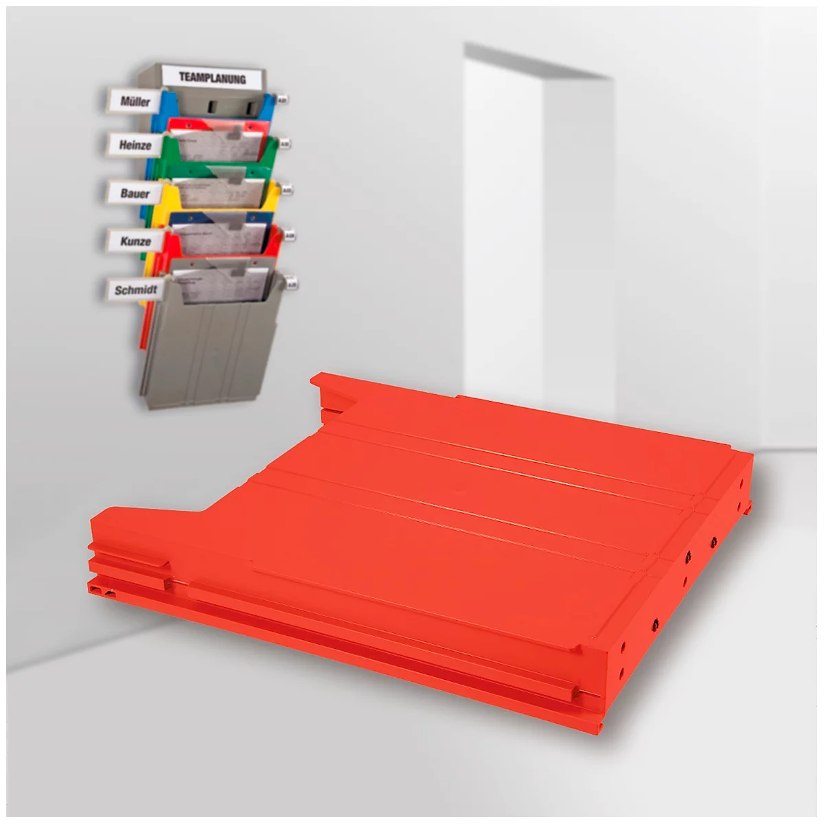 Eichner Wandfolderhouder BIG, B 262 x D 42 x H 302 mm, vulhoogte 34 mm, rood