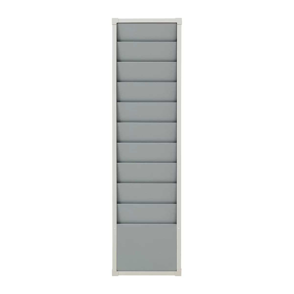 Eichner werkplaatsplanner, 1-baans, 10 rails, voor maximaal 10 A4 orderverzameltassen, B 315 x H 1282 mm, kunststof, grijs