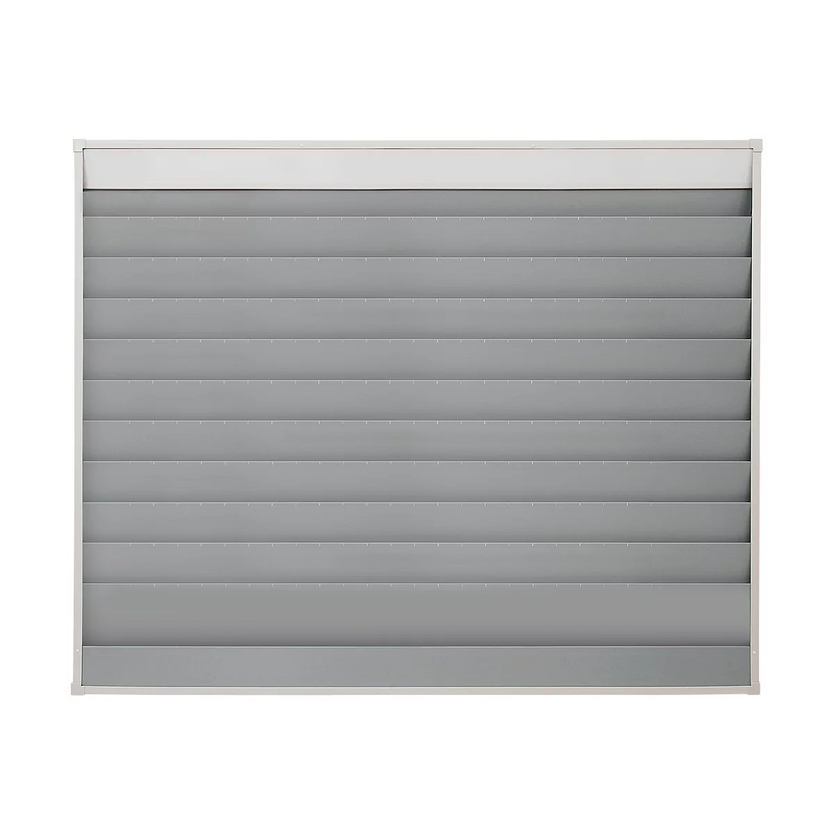 Eichner werkplaatsplanner, brede uitvoering, 10 rails, voor maximaal 50 A4-bestelvakken, B 1580 x H 1282 mm, kunststof, grijs
