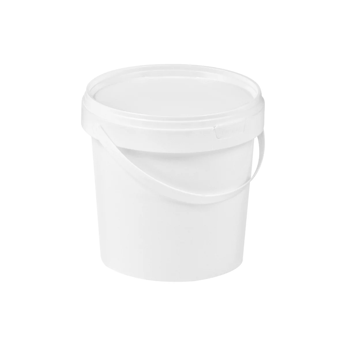 Eimer, mit Deckel & Griffen, 1 l, Ø 132,5 x H 131 mm, ISO-Norm, lebensmittelecht, temperaturbeständig, stapel- & nestbar, PP, weiß, 10 Stück