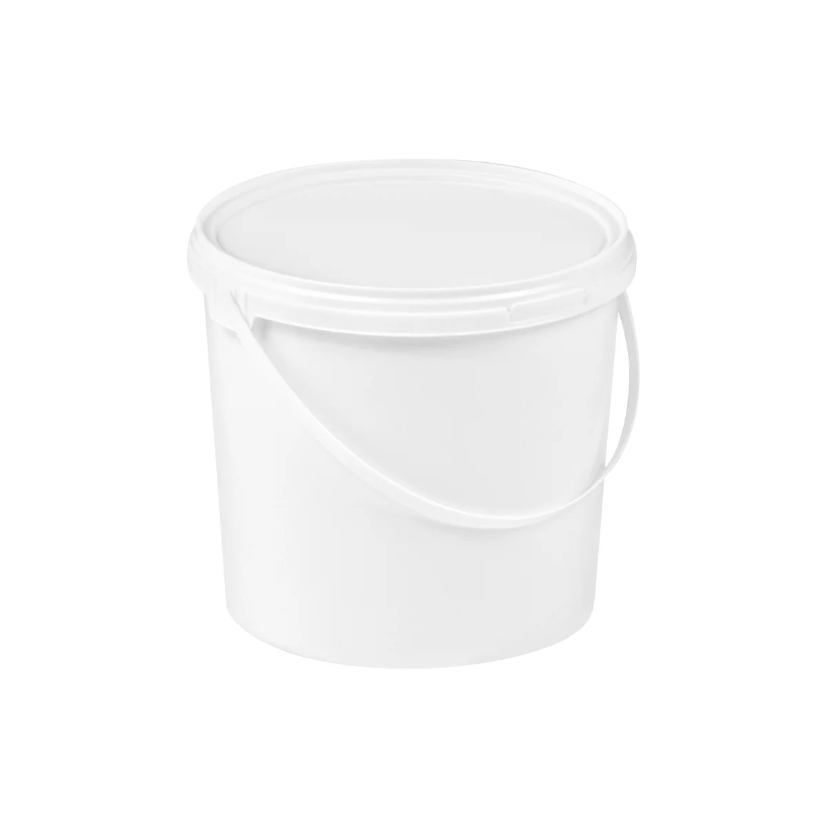 Eimer, mit Deckel & Griffen, 20 l, ISO-Norm, Ø 326 x H 320 mm, lebensmittelecht, temperaturbeständig, stapel- & nestbar, PP, weiß, 5 Stück