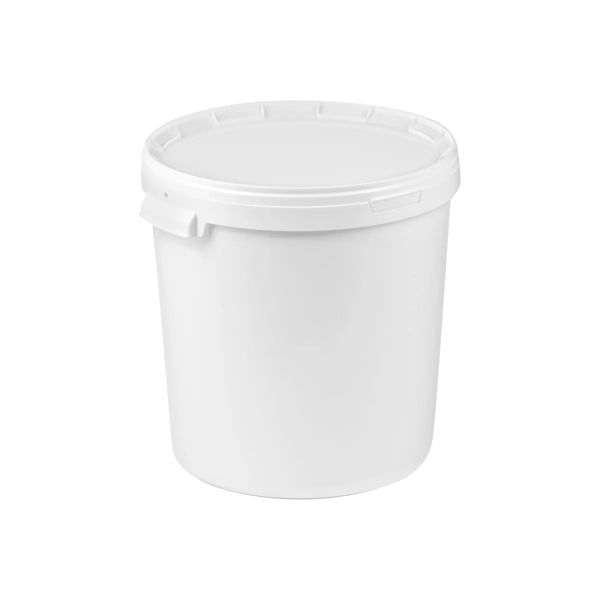 Eimer, mit Deckel & Griffen, 25 l, Ø 326 x H 401 mm, ISO-Norm, lebensmittelecht, temperaturbeständig, stapel- & nestbar, PP, weiß, 5 Stück