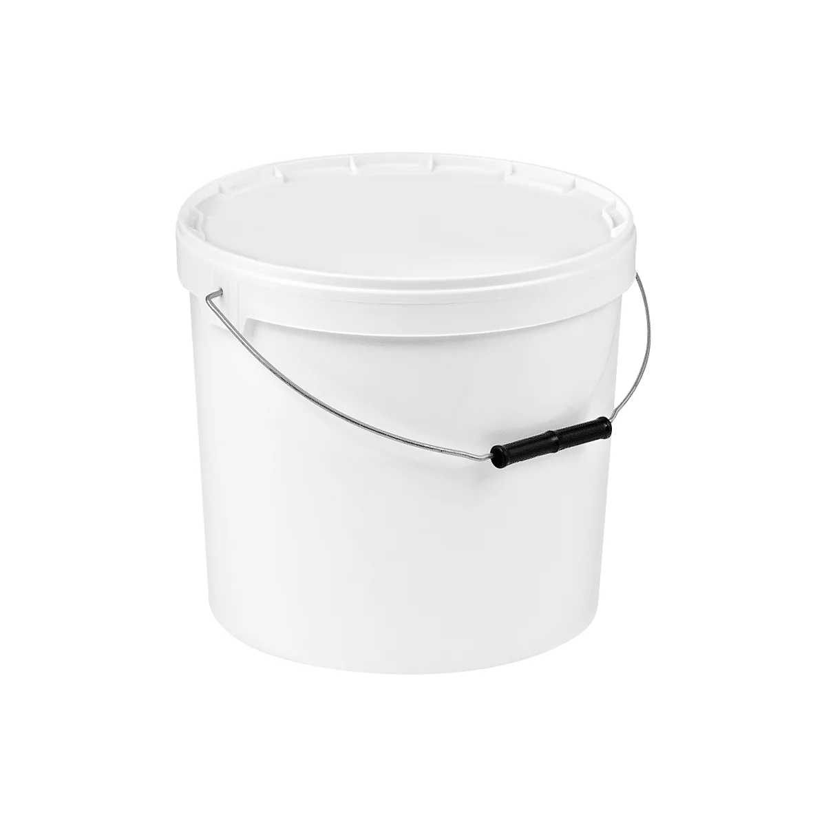 Eimer, mit Deckel & Griffen, 3 l, Ø 200 x H 156 mm, ISO-Norm, lebensmittelecht, temperaturbeständig, stapel- & nestbar, PP, weiß, 10 Stück