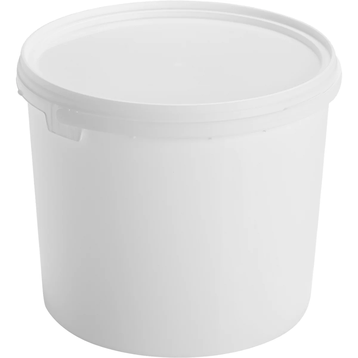 Eimer, mit Deckel & Griffen, 30 l, Ø 380 x H 390 mm, ISO-Norm, lebensmittelecht, temperaturbeständig, stapel- & nestbar, PP, weiß, 5 Stück